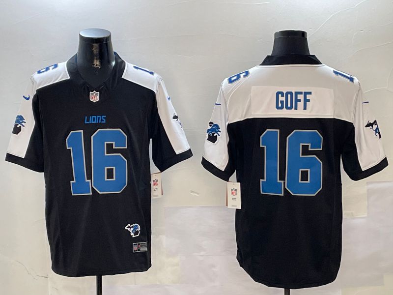 Men Detroit Lions #16 Goff Black Thanksgiving three generations 2024 Nike Limited NFL Jersey style 4->dallas cowboys->NFL Jersey